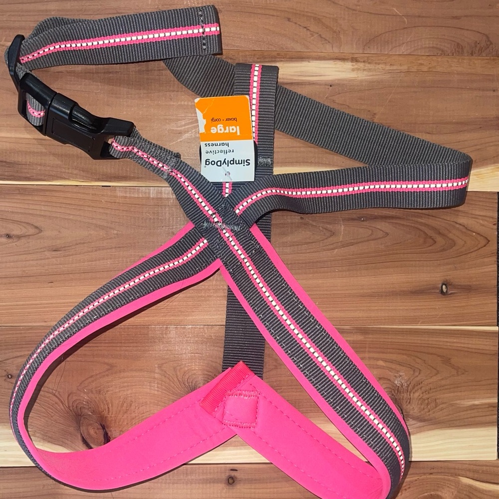 New‎ Simply Dog Pink and Gray Harness Size L